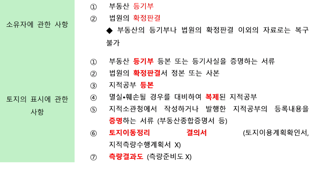 지적공부 복구